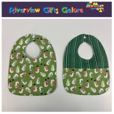 Reversible Bib - Snowman on Green / Green